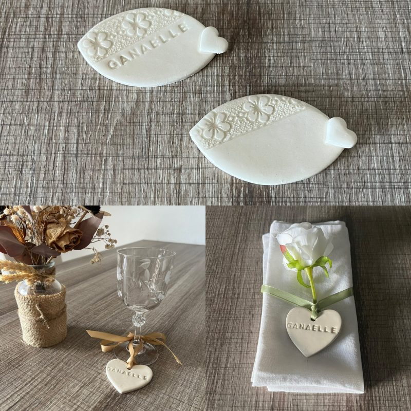Galet ou coeur avec le prénom des invités gravé