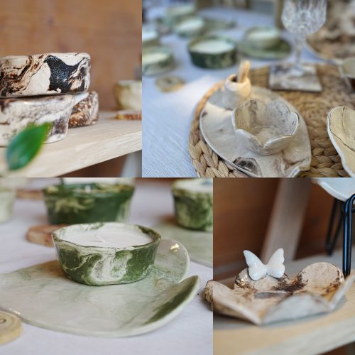 Création de céramiques artisanales dans l'atelier Les p'tits bonheurs de Gana