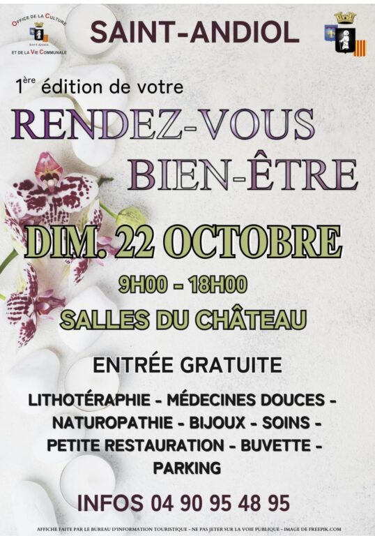 affiche promotionnelle du salon bien être du 22 octobre à saint andiol