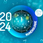 année 2024 en numerologie sur fond bleu