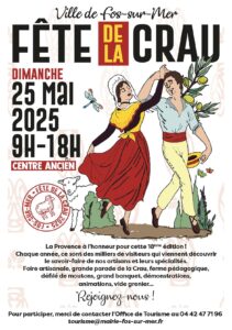 Affiche promotionnelle de la fête de la Crau avec un couple de danseurs
